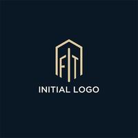 FT initial monogram logo with hexagonal shape style, real estate logo design ideas inspiration vector