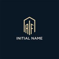 RF initial monogram logo with hexagonal shape style, real estate logo design ideas inspiration vector
