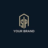 SP initial monogram logo with hexagonal shape style, real estate logo design ideas inspiration vector
