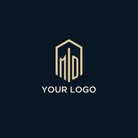 MO initial monogram logo with hexagonal shape style, real estate logo design ideas inspiration vector