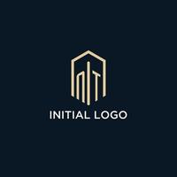 NT initial monogram logo with hexagonal shape style, real estate logo design ideas inspiration vector