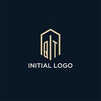 QT initial monogram logo with hexagonal shape style, real estate logo design ideas inspiration vector