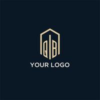 QB initial monogram logo with hexagonal shape style, real estate logo design ideas inspiration vector