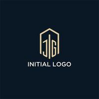 JG initial monogram logo with hexagonal shape style, real estate logo design ideas inspiration vector