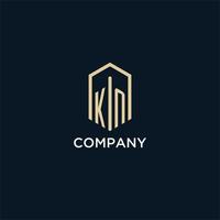 KN initial monogram logo with hexagonal shape style, real estate logo design ideas inspiration vector