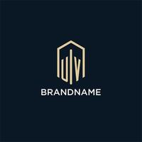 UV initial monogram logo with hexagonal shape style, real estate logo design ideas inspiration vector