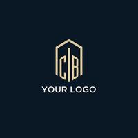 CB initial monogram logo with hexagonal shape style, real estate logo design ideas inspiration vector