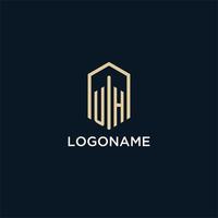 UH initial monogram logo with hexagonal shape style, real estate logo design ideas inspiration vector