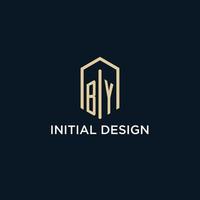 BY initial monogram logo with hexagonal shape style, real estate logo design ideas inspiration vector