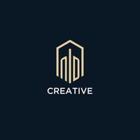 ND initial monogram logo with hexagonal shape style, real estate logo design ideas inspiration vector