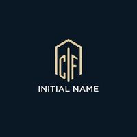 CF initial monogram logo with hexagonal shape style, real estate logo design ideas inspiration vector