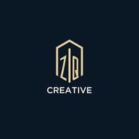 ZQ initial monogram logo with hexagonal shape style, real estate logo design ideas inspiration vector