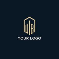 WB initial monogram logo with hexagonal shape style, real estate logo design ideas inspiration vector