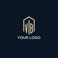 VB initial monogram logo with hexagonal shape style, real estate logo design ideas inspiration vector