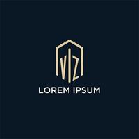 VZ initial monogram logo with hexagonal shape style, real estate logo design ideas inspiration vector