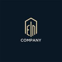 EN initial monogram logo with hexagonal shape style, real estate logo design ideas inspiration vector