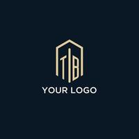 TB initial monogram logo with hexagonal shape style, real estate logo design ideas inspiration vector