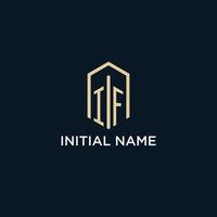 IF initial monogram logo with hexagonal shape style, real estate logo design ideas inspiration vector