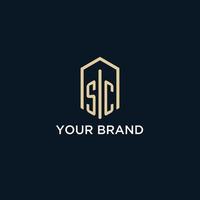 SC initial monogram logo with hexagonal shape style, real estate logo design ideas inspiration vector