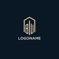 BU initial monogram logo with hexagonal shape style, real estate logo design ideas inspiration vector