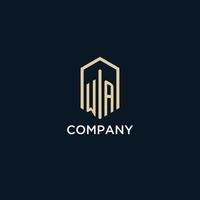 WA initial monogram logo with hexagonal shape style, real estate logo design ideas inspiration vector