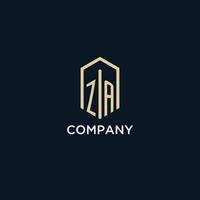 ZA initial monogram logo with hexagonal shape style, real estate logo design ideas inspiration vector