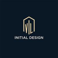 vl logotipo de monograma inicial con estilo de forma hexagonal, inspiración de ideas de diseño de logotipo de bienes raíces vector