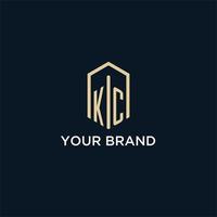 KC initial monogram logo with hexagonal shape style, real estate logo design ideas inspiration vector