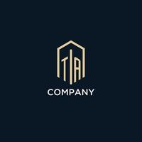 TA initial monogram logo with hexagonal shape style, real estate logo design ideas inspiration vector