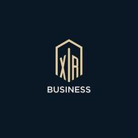 XR initial monogram logo with hexagonal shape style, real estate logo design ideas inspiration vector