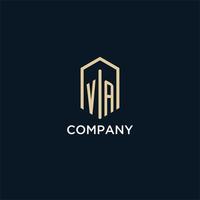 VA initial monogram logo with hexagonal shape style, real estate logo design ideas inspiration vector