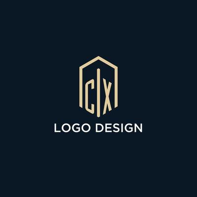 CX initial monogram logo with hexagonal shape style, real estate logo design ideas inspiration