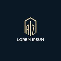 AZ initial monogram logo with hexagonal shape style, real estate logo design ideas inspiration vector
