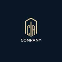 CA initial monogram logo with hexagonal shape style, real estate logo design ideas inspiration vector