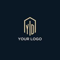 YO initial monogram logo with hexagonal shape style, real estate logo design ideas inspiration vector