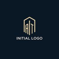 AT initial monogram logo with hexagonal shape style, real estate logo design ideas inspiration vector