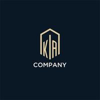 KA initial monogram logo with hexagonal shape style, real estate logo design ideas inspiration vector