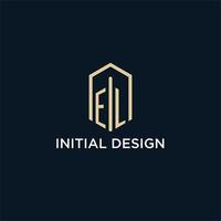 EL initial monogram logo with hexagonal shape style, real estate logo design ideas inspiration vector