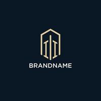 II initial monogram logo with hexagonal shape style, real estate logo design ideas inspiration vector