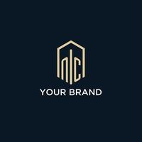 NC initial monogram logo with hexagonal shape style, real estate logo design ideas inspiration vector
