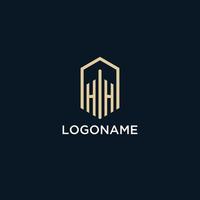 HH initial monogram logo with hexagonal shape style, real estate logo design ideas inspiration vector