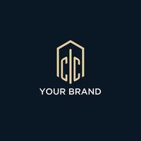 CC initial monogram logo with hexagonal shape style, real estate logo design ideas inspiration vector