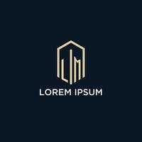 LM initial monogram logo with hexagonal shape style, real estate logo design ideas inspiration vector