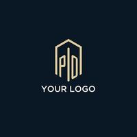 PO initial monogram logo with hexagonal shape style, real estate logo design ideas inspiration vector