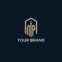 NP initial monogram logo with hexagonal shape style, real estate logo design ideas inspiration vector