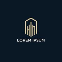 HM initial monogram logo with hexagonal shape style, real estate logo design ideas inspiration vector