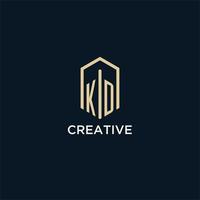 KD initial monogram logo with hexagonal shape style, real estate logo design ideas inspiration vector
