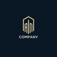RN initial monogram logo with hexagonal shape style, real estate logo design ideas inspiration vector