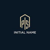 PS initial monogram logo with hexagonal shape style, real estate logo design ideas inspiration vector