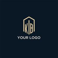 KB initial monogram logo with hexagonal shape style, real estate logo design ideas inspiration vector